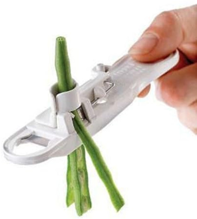 White Runner Bean Slicer String Remover Handheld Kitchen Gadget | Multi-Functional Bean Cutter for Topping Tailing & Slicing | Ideal for Bean & Vegetable String Removal in Home Cooking (Pack of 1)