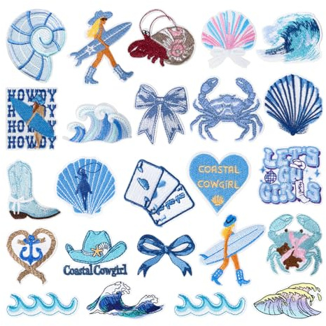 FeinKulturia Toppe Termoadesive, 24 Pezzi Patch Ricamate per Bambini e Adulti, Riparazione Jeans, Pantaloni, T-Shirt, Borse, Cappelli, Scarpe, Accessori Fai da Te, Cucire o Stirare