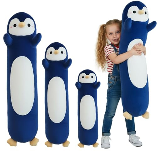 Kekeso Peluche Pinguino, Lungo Cuscino Pinguino Ultra Morbido, Peluche da Abbracciare a Forma di Cuscino Corpo, Regalo di Natale per Bambini & Adulti (Blu marino, 60cm/23.62in)