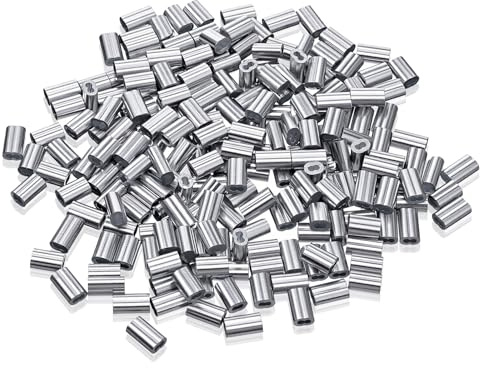200 manicotti di crimpatura in alluminio per funi metalliche, manicotti a doppia ghiera per arresto del cavo, manicotti ad anello per funi metalliche