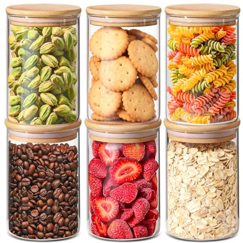 ComSaf Barattoli Vetro con Coperchio, Contenitori Vetro per Alimenti, 950 ml, Set da 6 Pezzi, Adatto a Frutta Secca Sfusa, Mollettine da Cucina, Mix Di Frutta Disidratata