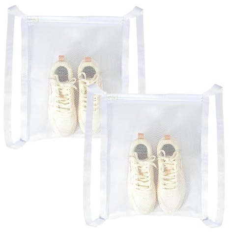 2 Pezzi Sacchetti per Scarpe Lavanderia, Borsa per Asciugatrice e Lavatrice, Sacchetti Lavatrice Biancheria Retina per Lavatrice per Scarpe, Sacchetto Scarpe Rete, Proteggi Scarpe per Lavatrice