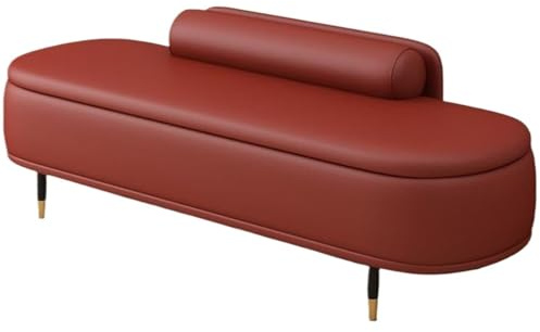 Otomana de almacenamiento moderna con respaldo, banco tapizado de piel sintética con esquinas de seguridad redondeadas, banco de noche para dormitorio, banco de entrada que ahorra espacio para sala de