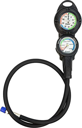 Cressi Console PD2 Pressure + Depth Gauge Console 2 Strumenti Manometro/Profondimetro per Immersioni, Taglia Unica, Nero, Adulto Unisex, FEET/PSI