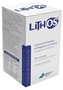 Bio-health Lithos® - Integratore Alimentare a Base di Citrato di Magnesio e Potassio con Zinco Integratore, Supplemento Integrazione di Potassio, Magnesio e Zinco da Citrati, 100 Compresse Retard