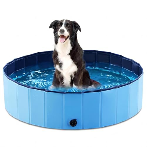 Jasonwell Foldable Dog Pet Bath Pool Collapsible Dog Pet Pool Bathing Tub Kiddie Pool Doggie Wading Pool for Puppy Small Medium Large Dogs Cats and Kids 39.5 Blue