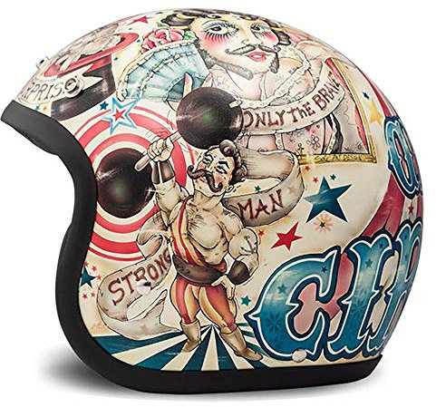 DMD Herren Jet-Vintage Motorradhelm, Mehrfarbig, M