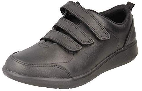 Clarks Boy's Scape Sky K Sneakers, Black Leather, 13.5 UK Child Wide