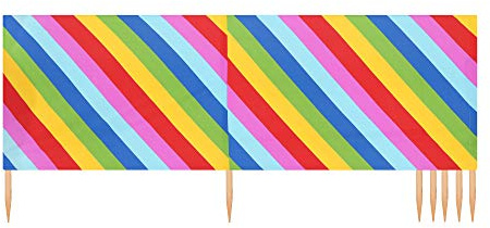 Ladeheid Windschutz Strand Sichtschutz mit Holzstab praktisches Strand Zubehör LAEX001 (Bunte Streifen-2, 10 m)