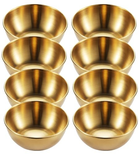 8 Pièces Bols À Sauce En Acier Inoxydable Doré, Coupelles À Épices, Bols À Apéritif, Assiettes À Trempette Pour Ketchup, Moutarde, Sauce Soja, Diamètre 16 Cm, Idéal Pour Cuisine Et Restaurants