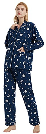 GLOBAL Pyjamas for Women Flannel Cotton Sleepwear long Ladies Pyjamas Sets Button Down Loungewear