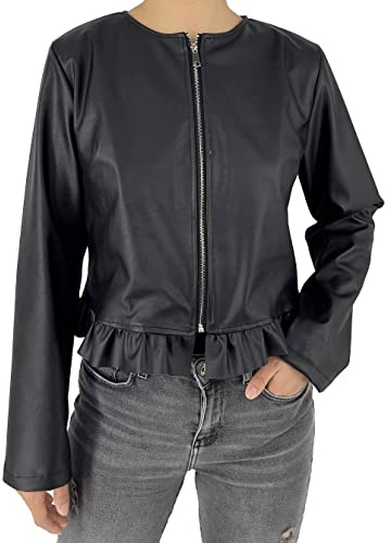 JOPHY & CO. Veste femme en simili cuir courte (cod. 6716), noir, XL