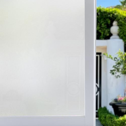 Zindoo Pellicola Privacy per Vetri Finestre 44.5cm x 300cm - Non Adesiva, Anti-UV, Frosted - Per Ufficio, Bagno, Camera da Letto, Sala di Riunione