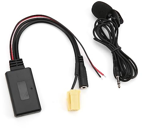 Akozon Cavo Adattatore AUX per Autoradio, Ingresso AUX Stereo, Cavo Microfono Bluetooth Audio per 500/Grande Punto/Qubo/Fiorino, Cavo Adattatore AUX Bluetooth 5.0 con Microfono