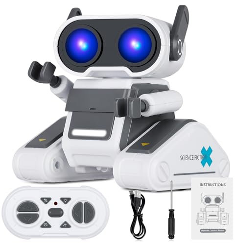 Winthai Roboter Kinder Spielzeug, Ferngesteuerter Roboter mit LED-Augen, Musik, RC Kinderspielzeug Kinder für ab 3 4 5 6 7 8 Jahre Jungen und Mädchen, Grau