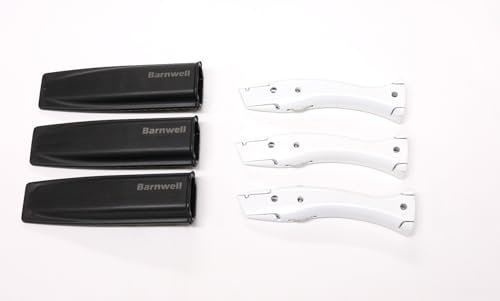 Barnwell Paquete de 3 fijadores de alfombras color blanco Stingray para trabajos de recorte con mango fijo y funda, sin cuchillas