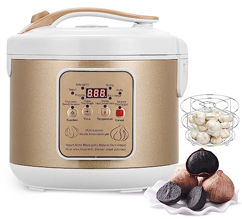Moongiantgo 6L Fermentador de Ajo Negro, Olla Automática de Ajo, Natto, Yogur, Kimchi, Máquina Fermentadora de Vino, Cocedor de Ajo con Control Automático, Control de Tiempo y Temperatura, 220V