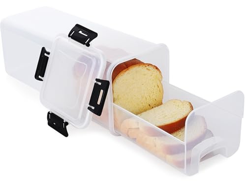 Fzaqwen Contenitori Per Pane Conservazione Del Pane Ermetico - Scatola Per Pane In Plastica Con Vassoio Porta Pane Con Coperchio Per Sandwich Bagel Fatto In Casa Per Bancone Della Cucina Trasparente