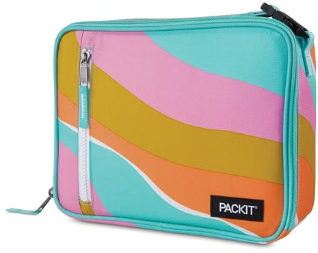 PackIt PKO-CB-RET Freezable Classic Lunch Box, Retro Wave, Polyester
