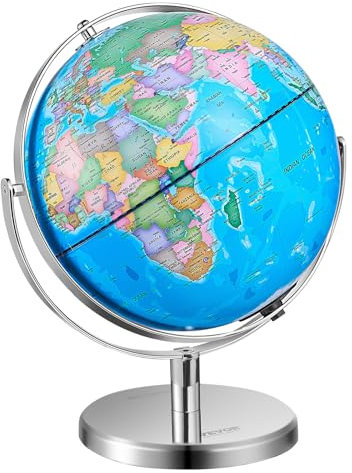 VEVOR Beleuchteter Weltglobus, 330,2 mm, pädagogischer Erdglobus mit stabiler Schwermetallbasis, HD-gedruckter Karte und LED-Nachtbeleuchtung, 720° drehbar (Kartenbild und Handbuch AUF Englisch)