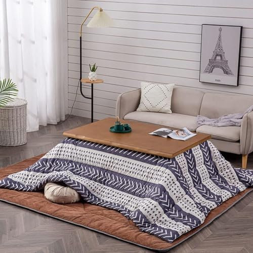 MegLob Rectangular Kotatsu Heater Table, Low Heater Table for Sitting on The Floor, Tatami Heating Wooden Coffee Tea Tables, Japanese Stove Desk in Living Room, for Keeping Legs Warm,Dark
