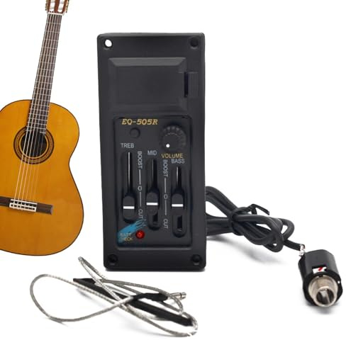 Pastilla de guitarra acústica folk, ecualizador de guitarra, sintonizador amplificador de pastilla piezoeléctrica,Pastillas de guitarra de electroacústica | Ecualizador de guitarra Control de volumen