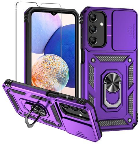 Damtong for Samsung A16 Phone Case: with Slide Camera Cover Rotatable Kickstand Military Grade Dual Layer Shockproof Drop Protection for Samsung Galaxy A16 4G/5G Phone Case Purple