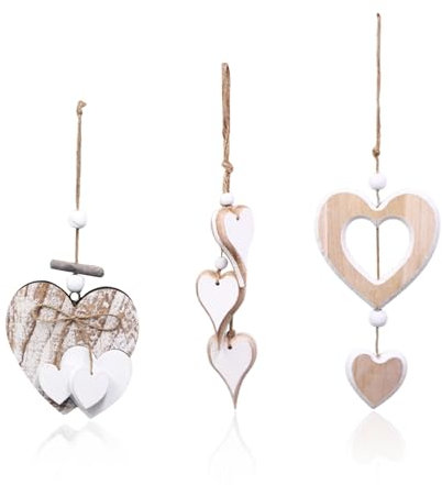 YSJCHEBS 3 Pendenti d'Amore in Legno, Pendenti per Decorazioni per La Casa, Pendenti Semplici, Pendenti per Decorazioni per Finestre, Pendenti Decorativi retrò