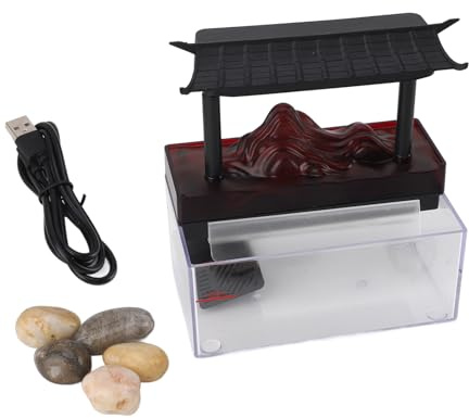 NinGYiYan para mesa de agua de mesa, alimentación con USB, luz LED, corriente de agua recurrente, material de plástico, decoración del hogar interior para sala de estar, fuente de