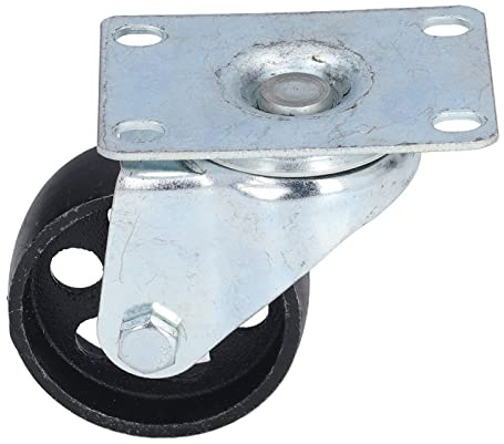 Rueda giratoria de 3 pulgadas, rueda universal de doble rodamiento de hierro fundido resistente para reemplazo de carro, altura de instalación negra de 3,8 pulgadas