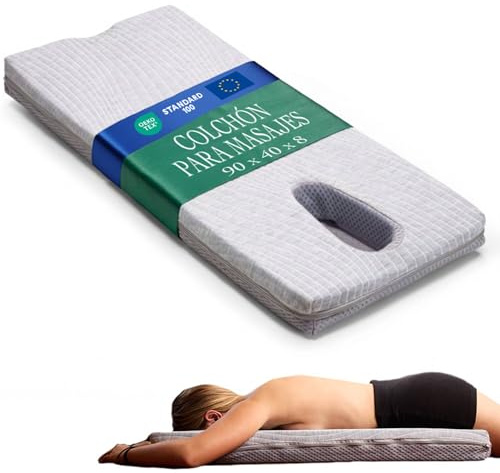 Matelas de Massage Cervical Dorsal et Lombaire avec Ouverture Faciale Ergonomique – Respirez à plat Ventre – Mousse Ferme, Housse Lavable – Massages à Domicile sur Lit, Canapé ou Sol (90 x 40 x 8 cm)