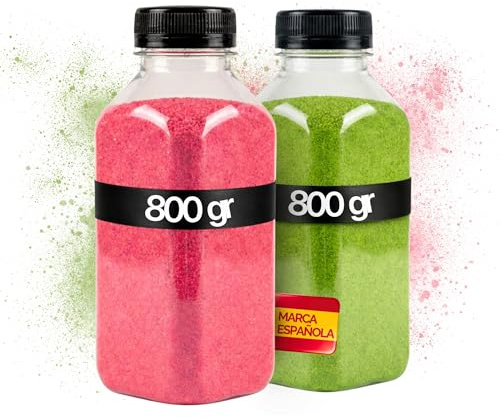 NIRALIS Arena de Colores Set para Ritual Boda, Ceremonia simbólica, decoración y Manualidades, Tonos Combinados para Eventos, Mesa y ambientación - 2 Botes de 800 gr Rosa y Verde
