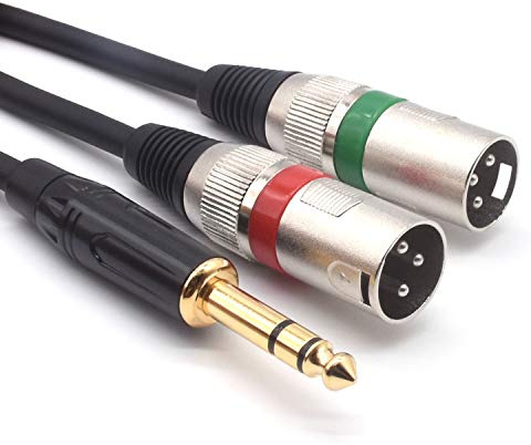 SiYear 6,35 mm (1 / 4inch) TRS Stecker auf 2 Dual XLR-Stecker Stereo Unausgeglichenes Y Splitter Patch Mikrofonkabel （3M）