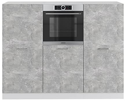 Vicco Küchenblock R-Line, Miniküche, Beton/Weiß, 180 cm ohne Arbeitsplatte