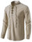 AUDATE Herren Leinenhemd Baumwolle Klassisches Langarmhemd Schnürhemd Schottisches Ghilliehemd Khaki XXL