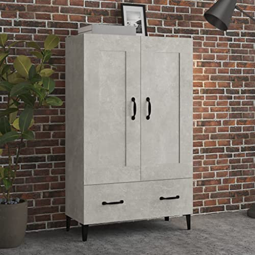 WIFESE Mueble alto gris hormigón, 70 x 31 x 115 cm, moderno aparador, aparador, cocina, armario de cocina, armario, cómoda, pasillo, aparador, dormitorio, armario, cocina, armario estrecho