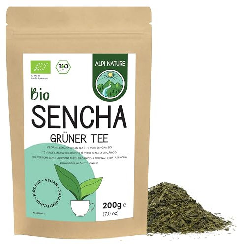 Alpi Nature Sencha Grüner Tee BIO 200g, Sencha Tee lose, bio Grüntee, lose Blätter, Senchatee, natürlich koffeinhaltig