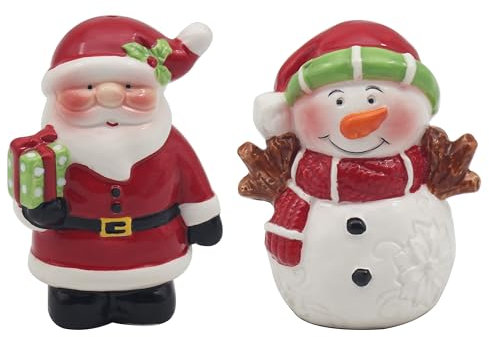 Lesser & Pavey British Designed Salt and Pepper Sets | Salt and Pepper Shaker for All Type of Kitchens | Salt Shaker & Pepper Shaker Perfect for Home or Businesses - Santa & Snowman