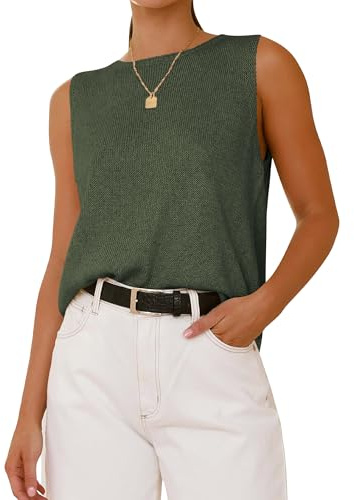 BTFBM Womens Sweater Vest Summer Sleeveless Tank Tops | Crew Neck,Knit,Loose Fit,Lightweight,Casual Ladies Jumpers,Pullover,Fall Outfits 2026,Fashion Clothing