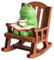KARLOR Frosch Figure Deko Klein, Froschcharakter trinkt Kaffee auf Schaukelstuh, Frosch Statue Auto Ornamente Frosch Garten Deko Puppenhaus Dekoration Desktop Tisch deko