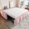 Kebnor Polsterbett Ausziehbares Schlafsofa 90/180 * 190cm, Puffbett, Teddy Samt Stoff, Einzelbett, Doppelbett, Mit Lattenrost, Multifunktionsbett（Ohne Matratze） (Rosa)