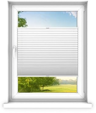 time4blinds - Plissee Rollo ohne Bohren nach Maß - Faltrollo - Plisseerollo Sichtschutz und Sonnenschutz - Einfache Montage - Fertifplissee Rollo - 30x60 cm - Weiß