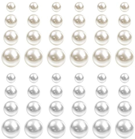 24 paia di orecchini a perno con perle, 4 misure miste, orecchini a perno da donna, con perle rotonde, set per sposa, matrimonio, compleanno, Natale
