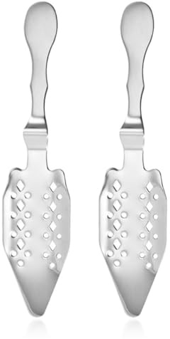 SHINEOFI 2 Cucharas de Absenta de Acero Inoxidable 304, Práctica Cuchara para Azúcar en Terrones, Gotero para Absenta, Accesorio de Barra para Filtrado y Uso Doméstico, Color Plateado