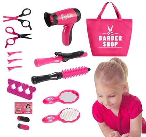 Juego de peluquería pretendiente, juego de peluquería pretende, set de peluquería para niñas, juego de maquillaje de juguete colorido para entretenimiento, juegos de rol, divertido juguete de