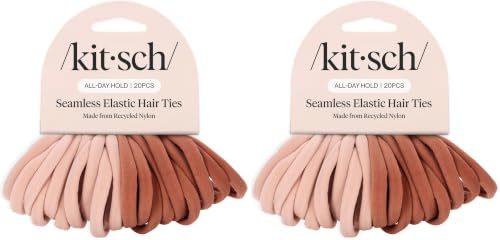 Kitsch Soft Nylon Hair Ties No Damage 20pcs - Blush (Pack of 2)