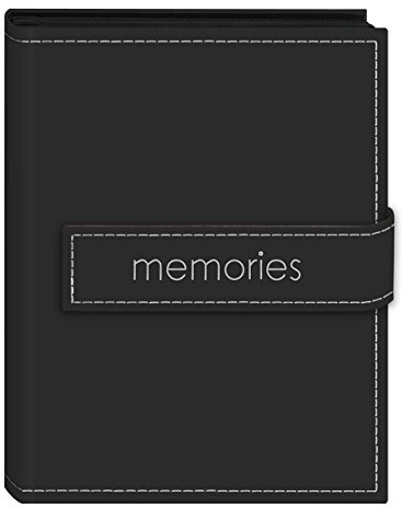 Pioneer Photo Albums 36-Pocket 4 by 6-Inch Embroidered Memories Strap Sewn Leatherette Cover Photo Album, Mini, Black