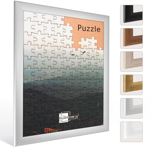 Bildershop-24 Puzzlerahmen Bilderrahmen Valencia 50X70cm Alu geschliffen für ca. 500-1000 Teile