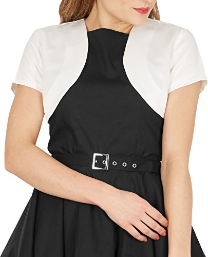 BlackButterfly Women's Satin Short Sleeve Bolero | Open Front, Pull-On, No Fastenings, Cropped Fit, Sizes XS-5XL, Weddings & Parties