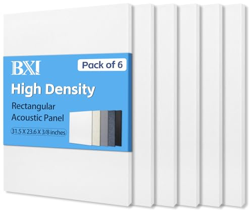 BXI Sound Absorber - 31.5 X 23.6 X 3/8 Inches 6 Pack High Density Acoustic Absorption Panel, Sound Absorbing Panels Reduce Echo Reverb, Tackable Acoustic Panels for Wall and Ceiling Acoustic Treatment